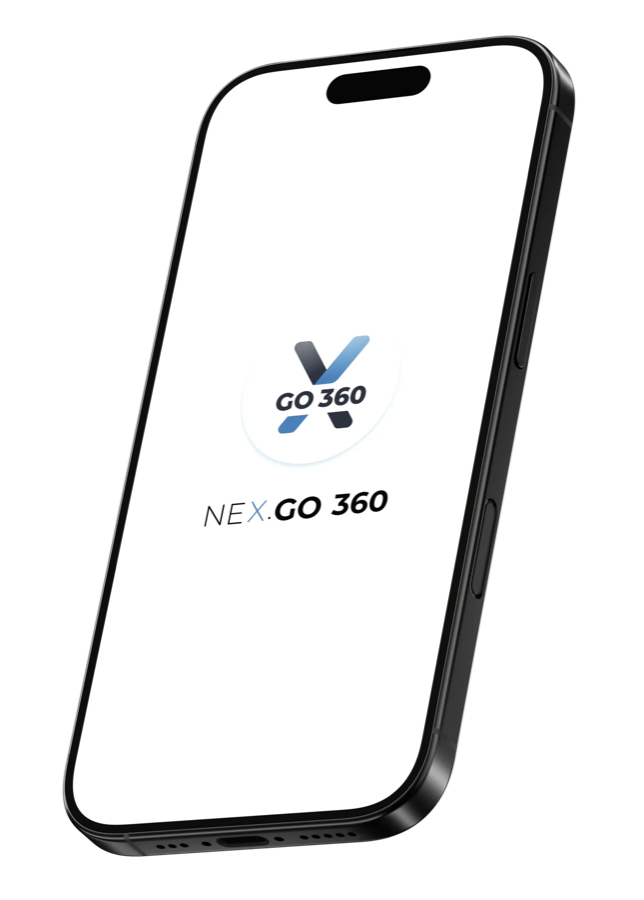 NEX.GO 360 App auf einem Smartphone: Startbildschirm